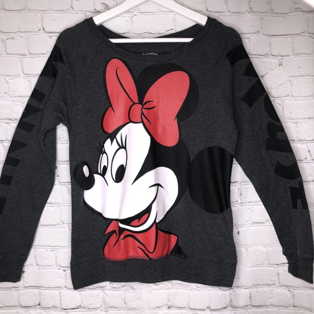 Women's Disney Minnie Mouse Light Sweatshirt Scoop Neckline Small 0096